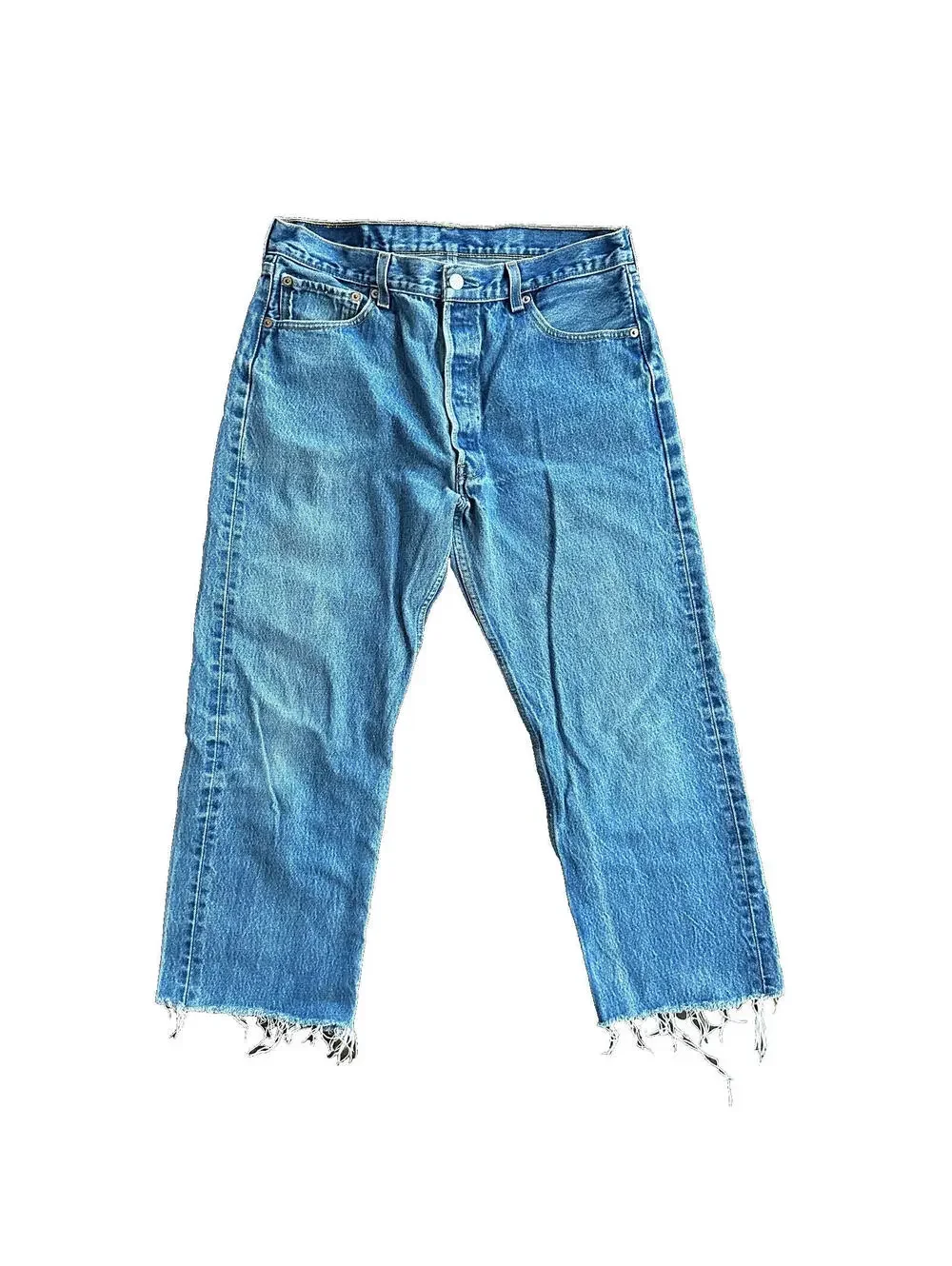 Levis 501 Vintage 90s Straight Leg XX Capri Jeans 36x34 Light Wash Act 32x25